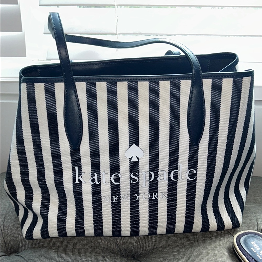 Kate Spade Black and White Striped Tote